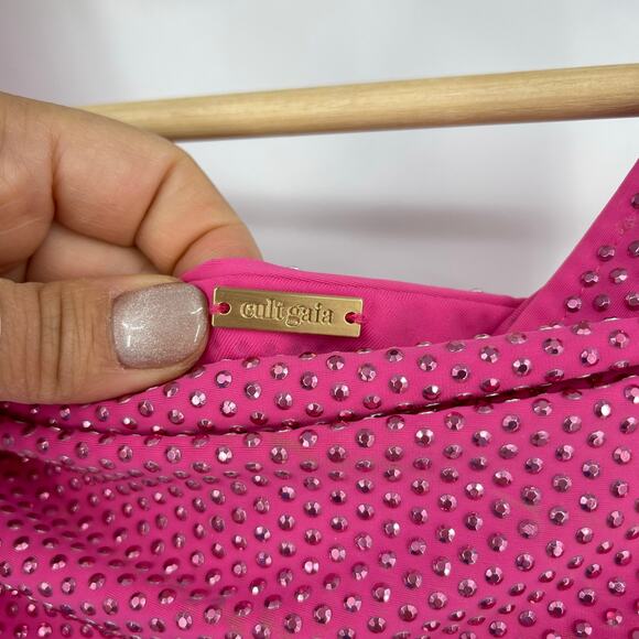 Cult Gaia | Nicole Dress in Dragonfruit Cut Out Asymmetrical Mini Dress XS - Picture 6 of 15